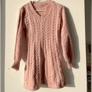 Pink knit sweater dress